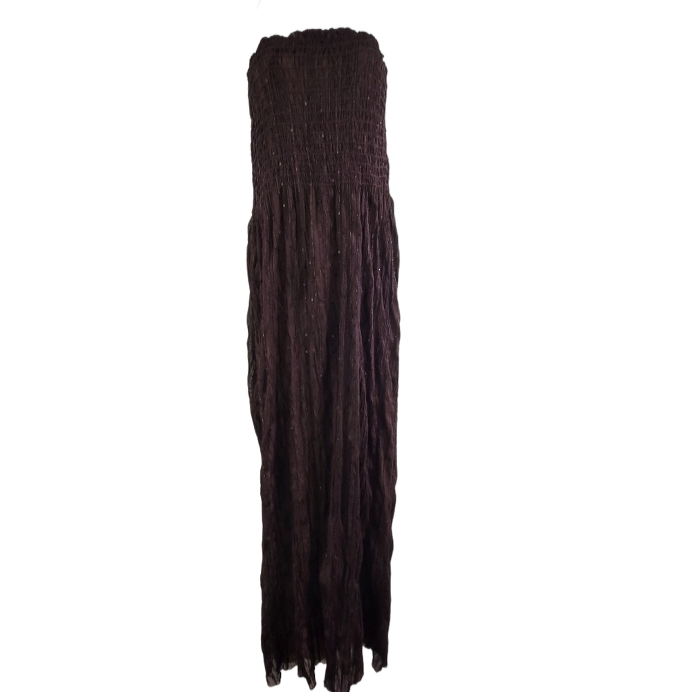 ROMEO & Juliette Couture Seersucker lined crackle maxi dress gown strapless - Picture 4 of 12